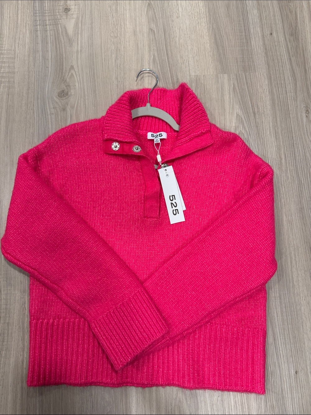 525 America Women's Bright Pink Half-Zip Cowl Sweater